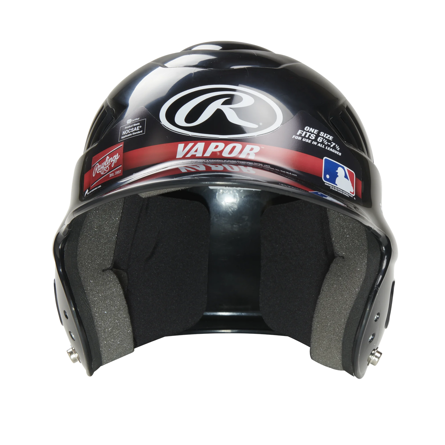 Rawlings | Vapor Youth Baseball Batting Helmet | 6 1/2" - 7 1/2" One Size Fits Most |Black