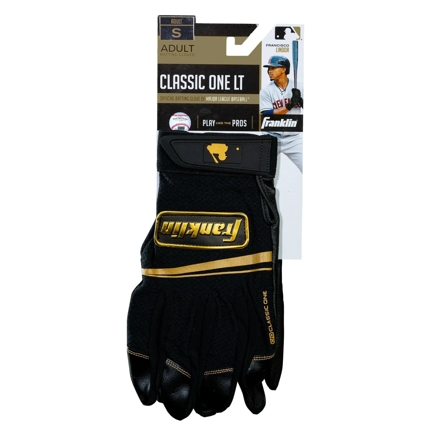 Franklin Sports MLB Classic One LT Baseball Batting Gloves - Black/Gold - Adult - 1 Pair