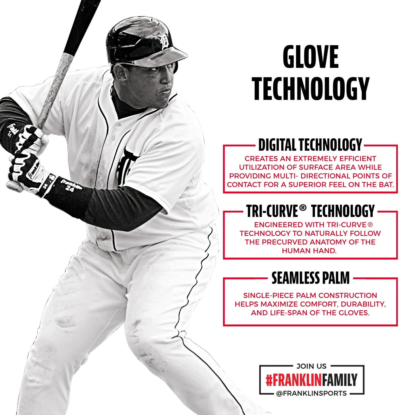 Franklin Sports MLB Free Flex Baseball Batting Gloves - Black/Gray/White - Youth - 1 Pair