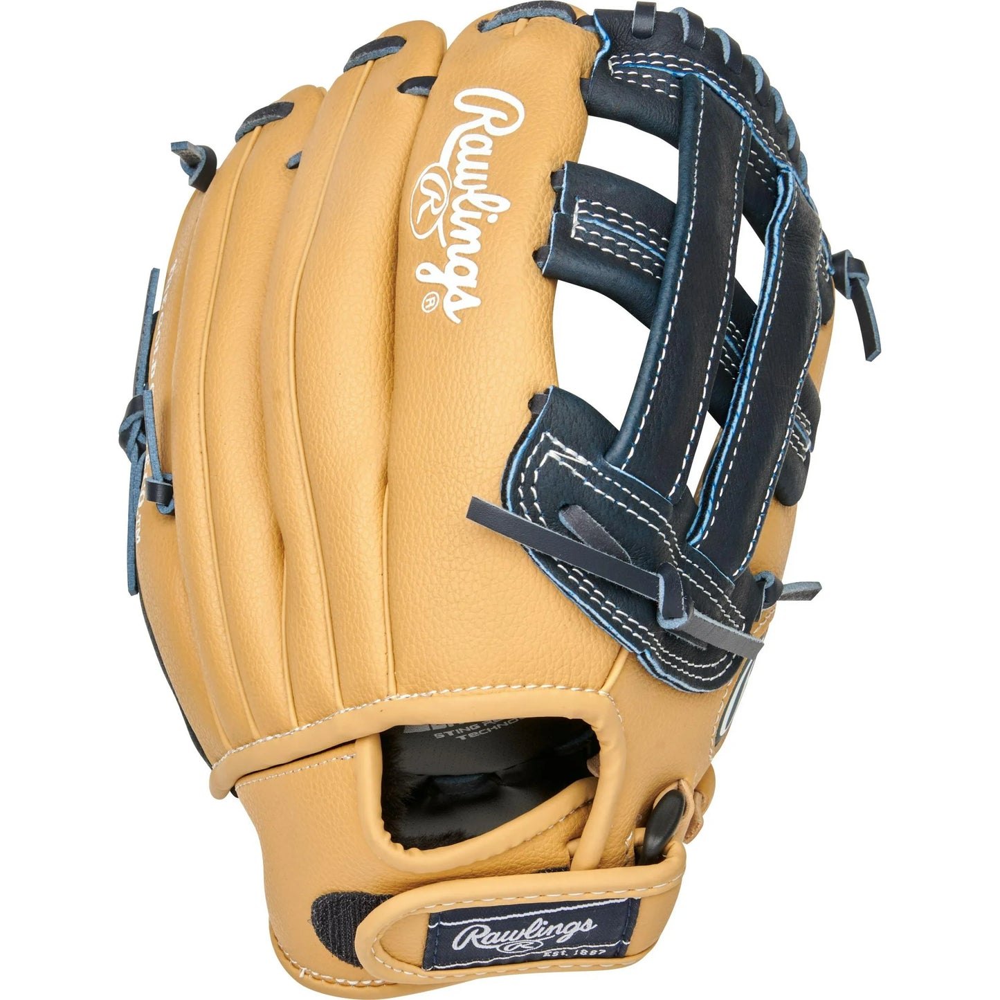 Rawlings Playmaker Series Youth Baseball Glove, CamelNavy, 11.5 inch, Right Hand Throw