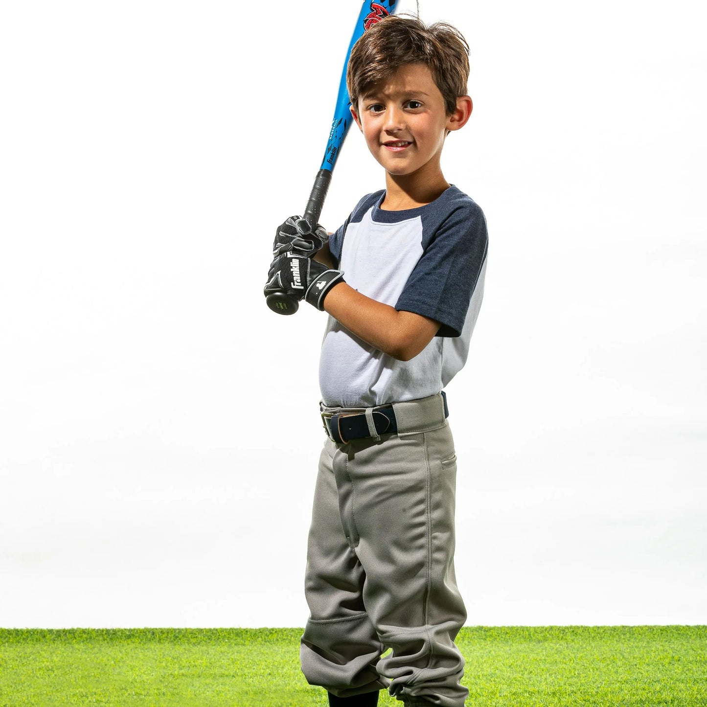 Franklin Sports MLB Free Flex Baseball Batting Gloves - Black/Gray/White - Youth - 1 Pair