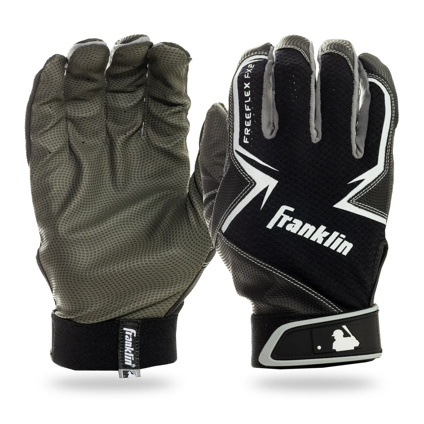 Franklin Sports MLB Free Flex Baseball Batting Gloves - Black/Gray/White - Youth - 1 Pair