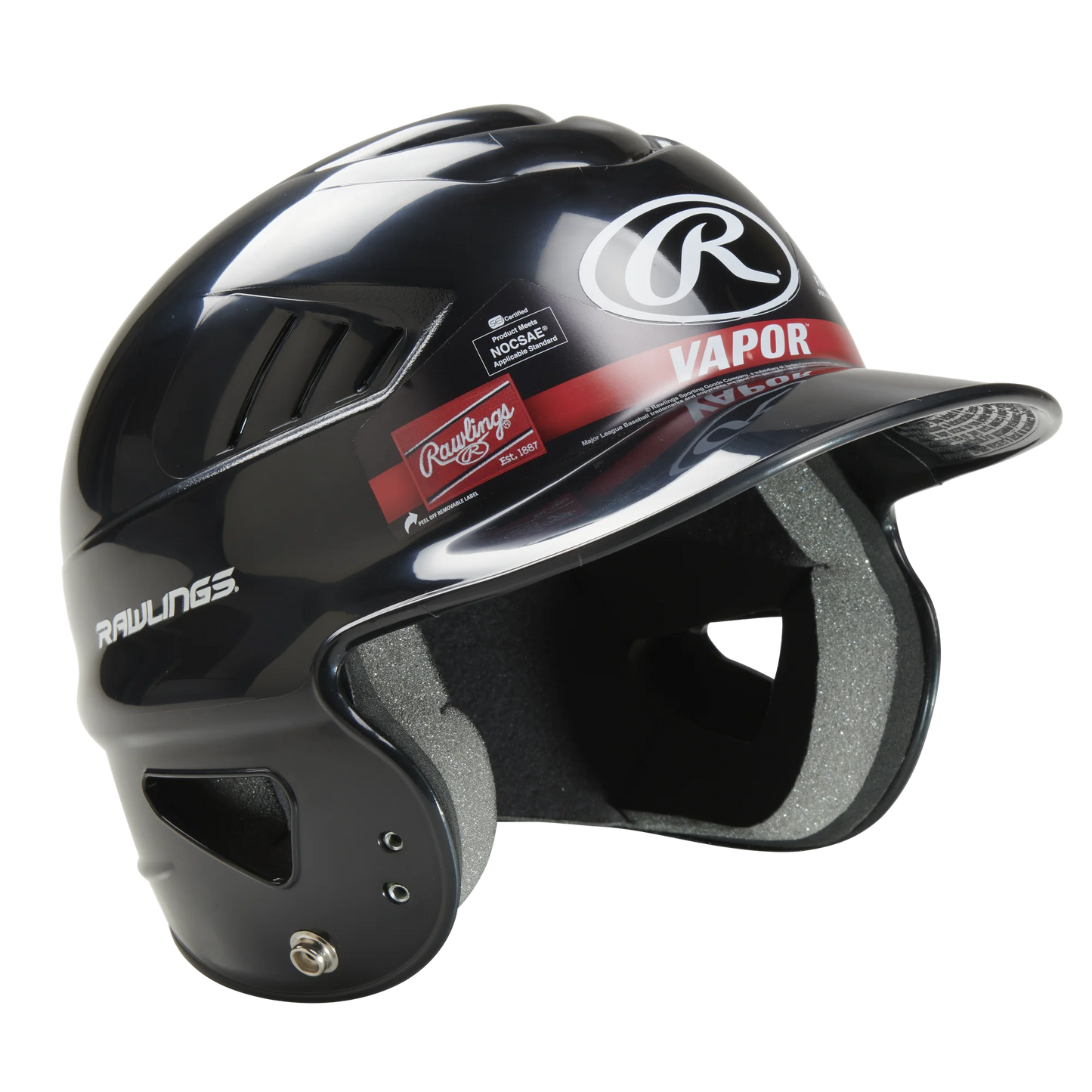 Rawlings | Vapor Youth Baseball Batting Helmet | 6 1/2" - 7 1/2" One Size Fits Most |Black
