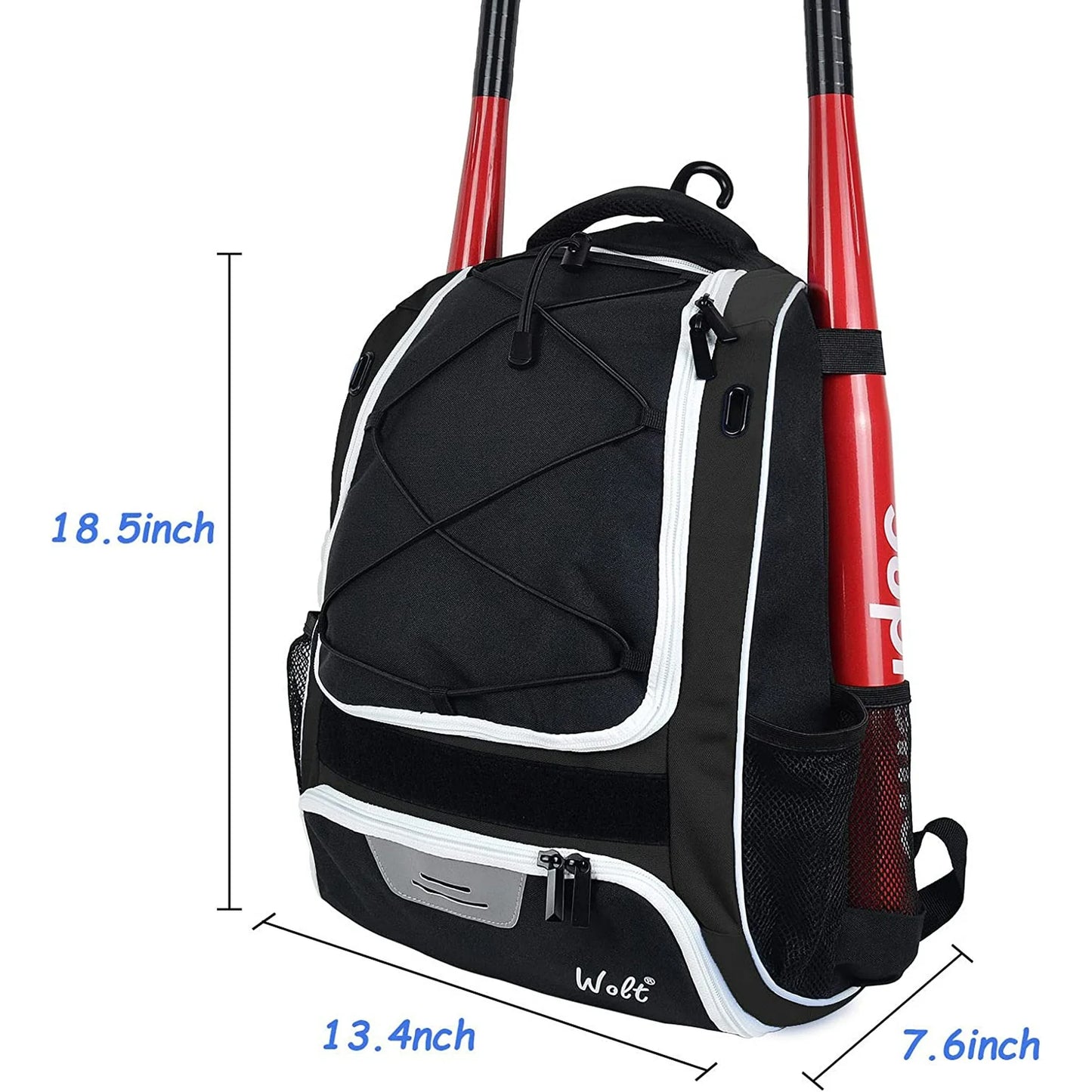 WOLT | Youth Baseball Bag Backpack-Youth Boys Baseball Bat Backpack New Outdoor Sports Equipment Softball Bag Black
