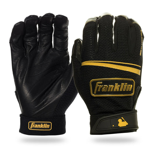 Franklin Sports MLB Classic One LT Baseball Batting Gloves - Black/Gold - Adult - 1 Pair