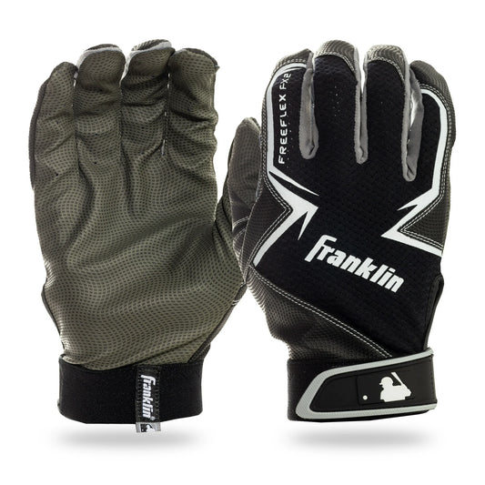 Franklin Sports MLB Free Flex Baseball Batting Gloves - Black/Gray/White - Youth - 1 Pair