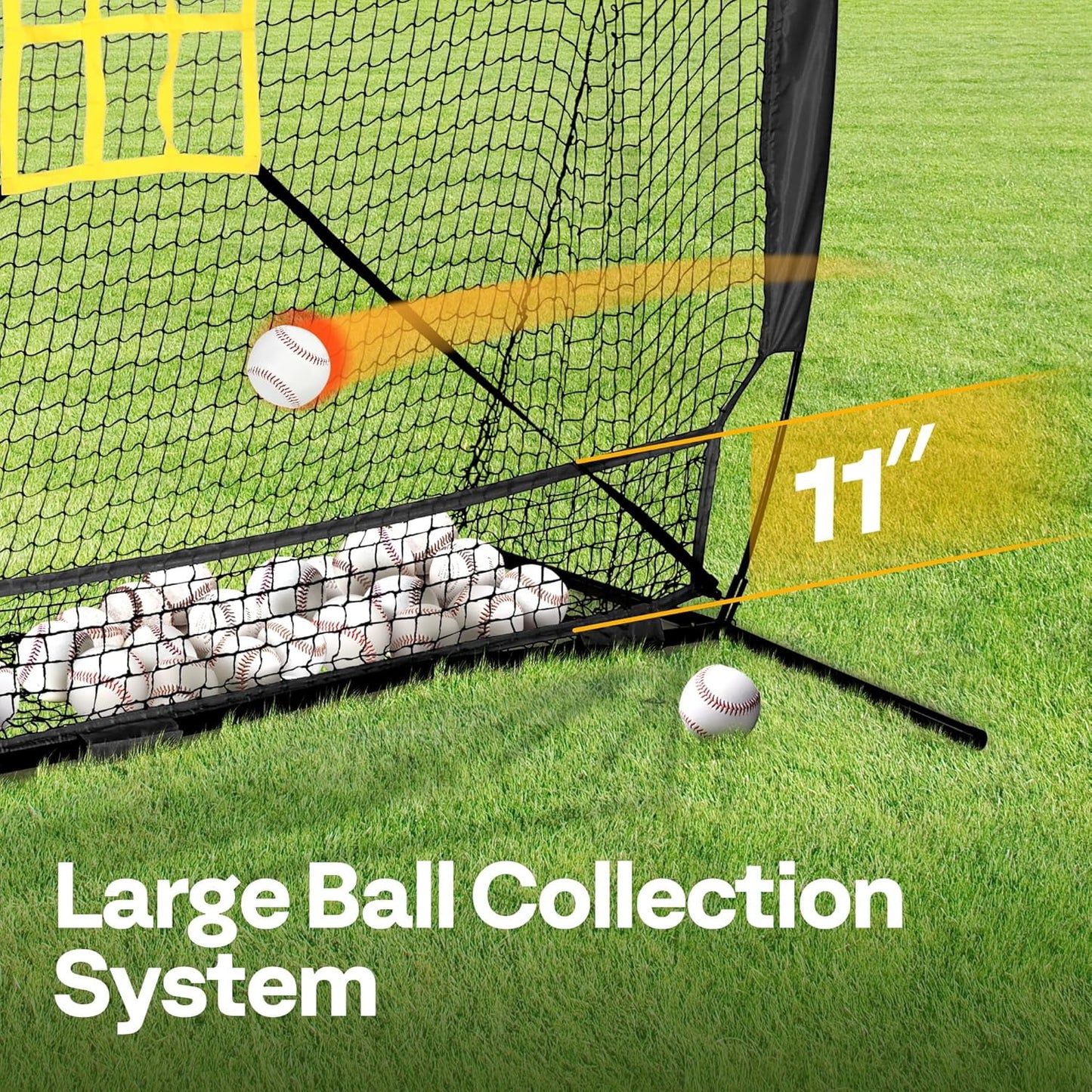 SPECSTAR Baseball Net, 7 x 7 ft Baseball Softball Hitting Net with Large Ball Collection System, with 2 Strike Zone, Batting Tee, Carry Bag